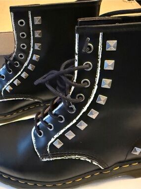Dr. Martens Black Studded Lace-Up Combat Boots